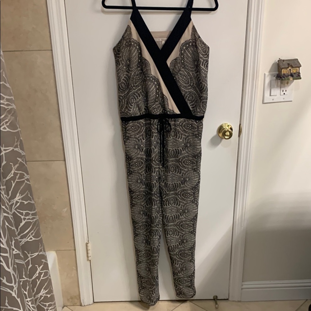 RACHEL Rachel Roy Black and Cream Jumpsuit with Tapered Legs in Sz 4